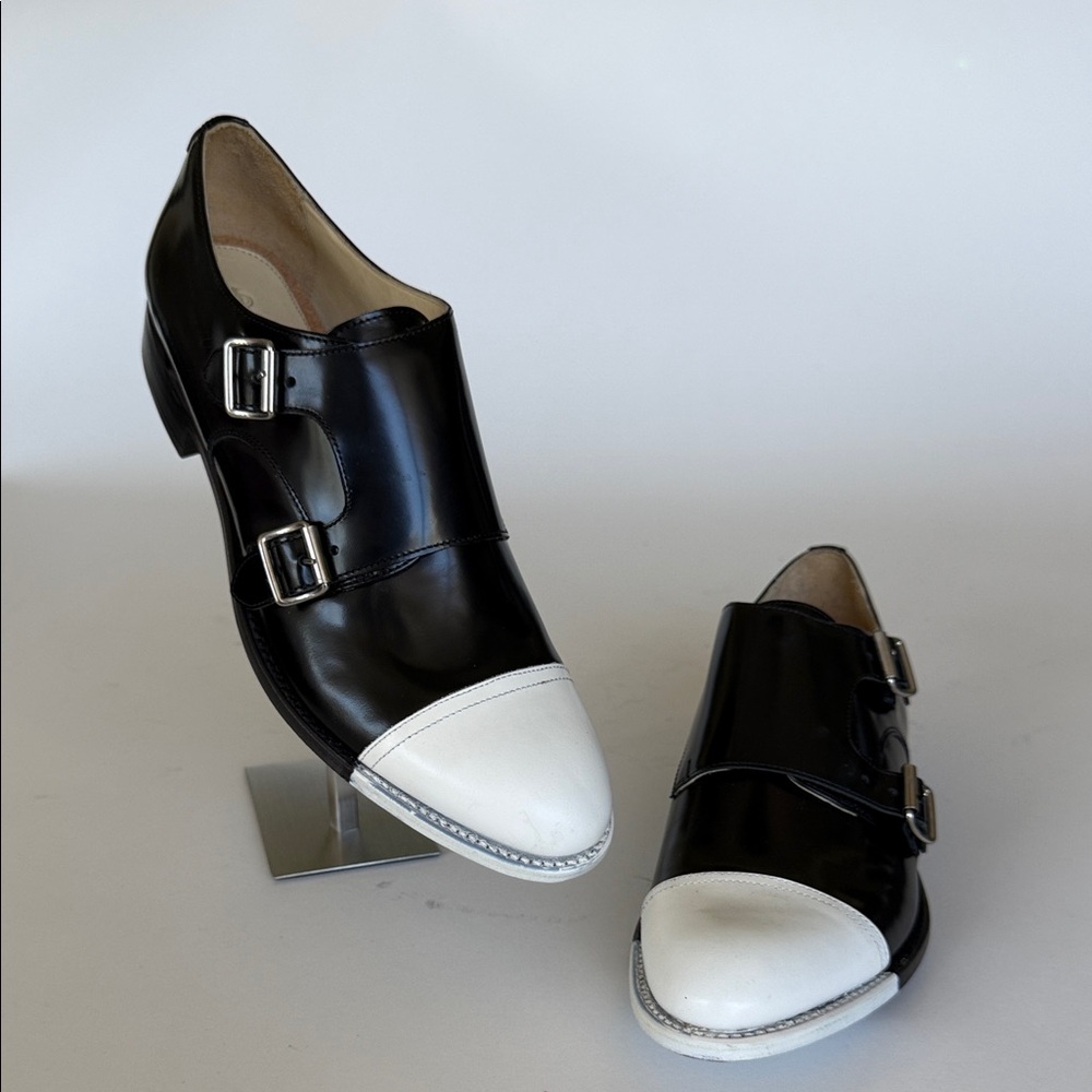 The Office of Angela Scott - Mr. Colin’s Black/White Dbl Monk Strap Leather